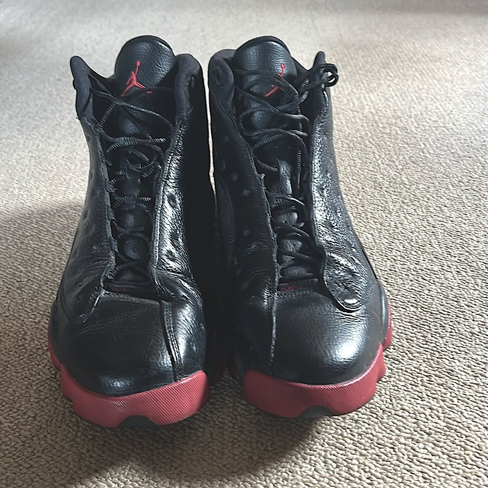 Air Jordan sneakers size 15 black/red leather .